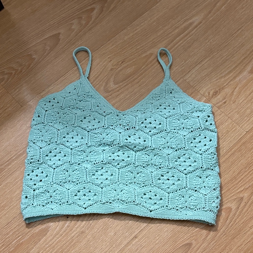 American Eagle Outfitters Light Green Crochet Camisole